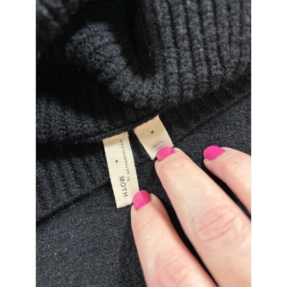 Moth Anthropologie Georgia Sweater Black Medium Pullover Cowl Neck Tunic - Picture 5 of 10